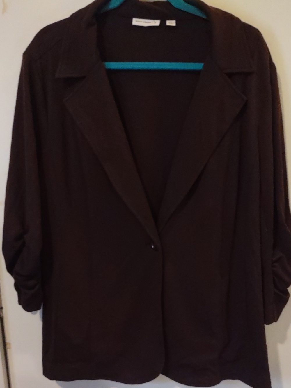 Susan Graver Chocolate Brown Open Front Blazer